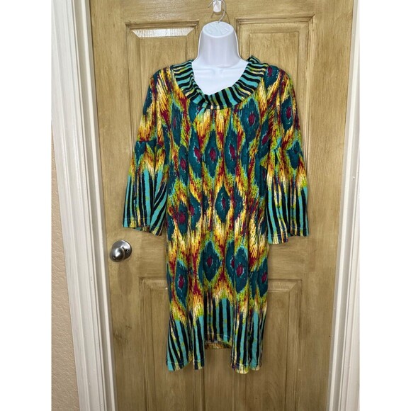 Anthropology Uncle Frank Womens Multicolor Boho Artsy Geometric Dress Size L - Picture 1 of 7